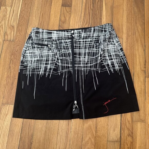 Jamie Sadock Pants - Jamie Sadock Women's Golf Skort Front Detachable Short Black/White Size 12